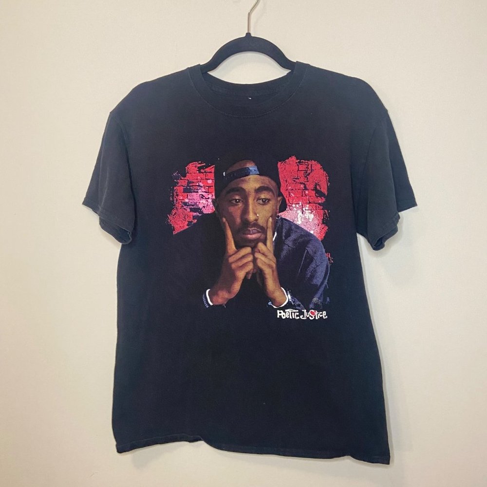 Womens Black Tupac Shakur Shirt Medium